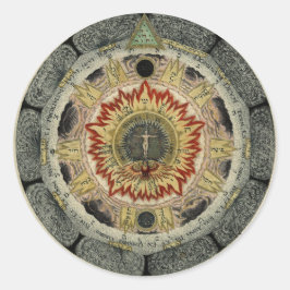 Magische kosmische Roos Mandala Ronde Stickers