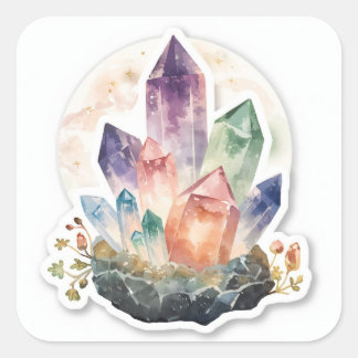 Magische Kristalcluster Schilderijen Vierkante Sticker