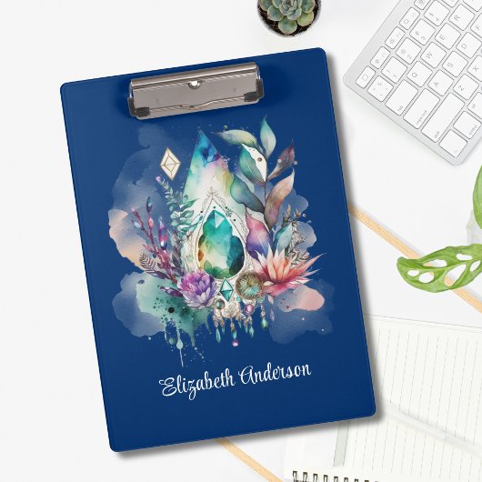 Magische kristallen Boho Navy Dreamcatcher Klembord