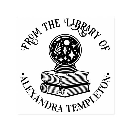 Magische Kristallen Bol op Boeken Bibliotheek Naam Zelfinktende Stempel (Design)
