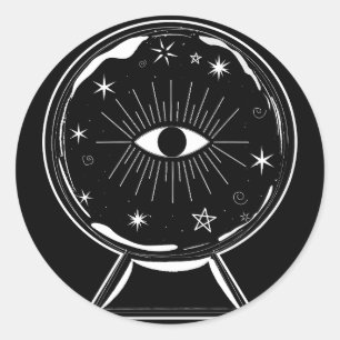 Magische Kristallen Bol Scry Ziende Oog Vertelt Al Ronde Sticker