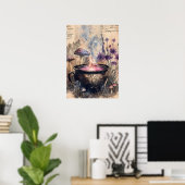 Magische Kruidenketel Botanisch Poster (Thuiskantoor)