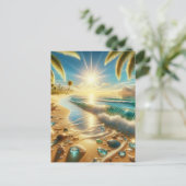 Magische kustlijn met Blue Waves en Zee Briefkaart (Staand voorkant)