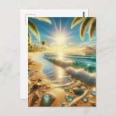 Magische kustlijn met Blue Waves en Zee Briefkaart (Voorkant / Achterkant)