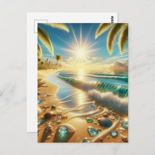 Magische kustlijn met Blue Waves en Zee Briefkaart (Voorkant / Achterkant)