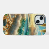 Magische kustlijn met Blue Waves en Zee iPhone 15 Case (Achterkant horizontaal)
