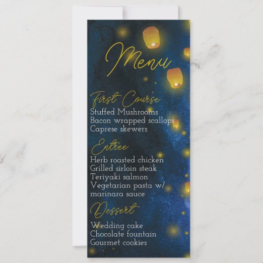 Magische Lantaarn Bruiloft Menu Kaart (Voorkant)