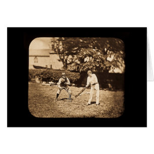  Magische Lantaarn Slide Cricket Spelers Sepia