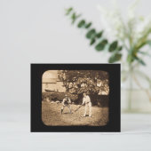  Magische Lantaarn Slide Cricket Spelers Sepia Briefkaart (Staand voorkant)