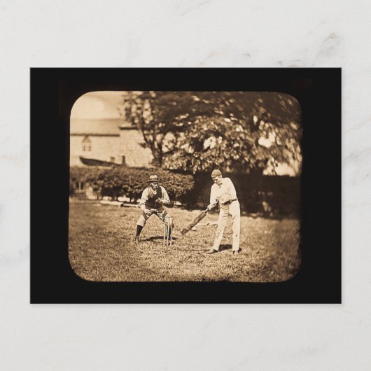  Magische Lantaarn Slide Cricket Spelers Sepia Briefkaart (Voorkant)