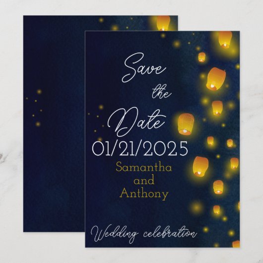 Magische Lantaarns Bruiloft Save the Dates Date (Voorkant / Achterkant)