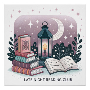 Magische Late Night Reading Club Lantaarn Book Sta Perfect Poster