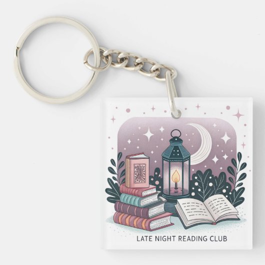 Magische Late Night Reading Club Lantaarn Book Sta Sleutelhanger (voorkant)