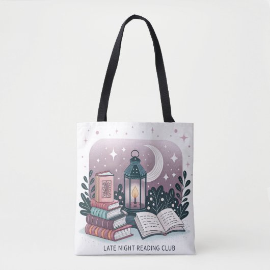 Magische Late Night Reading Club Lantaarn Book Sta Tote Bag (Voorkant)
