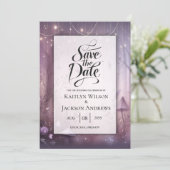 Magische Lavendel Fairy Lights bruiloft Save The Date (Staand voorkant)