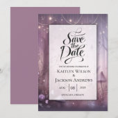 Magische Lavendel Fairy Lights bruiloft Save The Date (Voorkant / Achterkant)