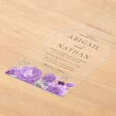 Magische Lavendel Paarse Bloemboog bruiloft Acryl Uitnodigingen (Laagn)