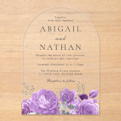 Magische Lavendel Paarse Bloemboog bruiloft Acryl Uitnodigingen (Voorkant)