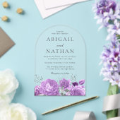 Magische Lavendel Paarse Bloemboog bruiloft Acryl Uitnodigingen (Insitu (Huwelijk))