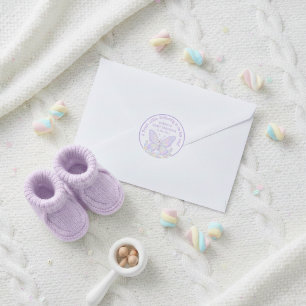 Magische Lavendel Paarse Vlinder Baby Shower Ronde Sticker