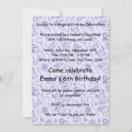 Magische Lavendel verjaardagsuitnodiging voor kind Kaart