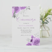 Magische lavender & Silver Quinceanera Party Kaart (Staand voorkant)