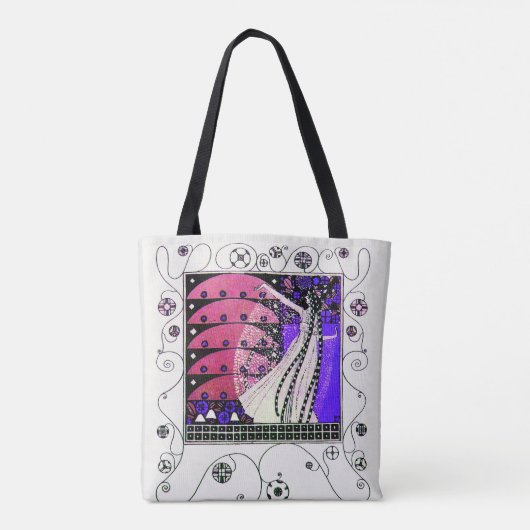 MAGISCHE LENTE Paarse Zwarte Witte Geometrische Sp Tote Bag (Achterkant)