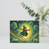 Magische Leprechaun St. Patrick's Day Kunst Briefkaart (Staand voorkant)