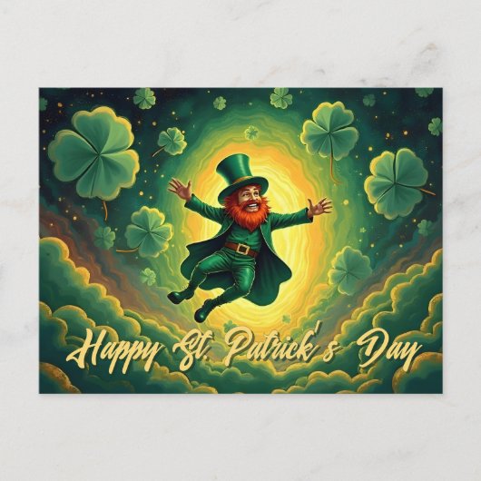 Magische Leprechaun St. Patrick's Day Kunst Briefkaart (Voorkant)
