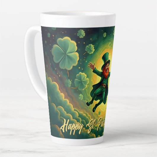 Magische Leprechaun St. Patrick's Day Kunst Latte Mok (Linkerhoek)