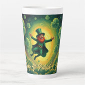 Magische Leprechaun St. Patrick's Day Kunst Latte Mok (Voorkant)