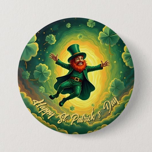 Magische Leprechaun St. Patrick's Day Kunst Ronde Button 7,6 Cm (Voorkant)