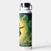 Magische Leprechaun St. Patrick's Day Kunst Waterfles (Achterkant)