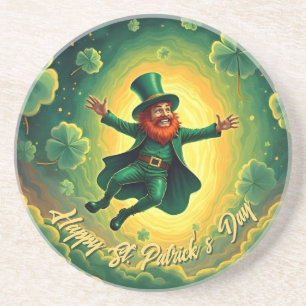 Magische Leprechaun St. Patrick's Day Kunst Zandsteen Onderzetter