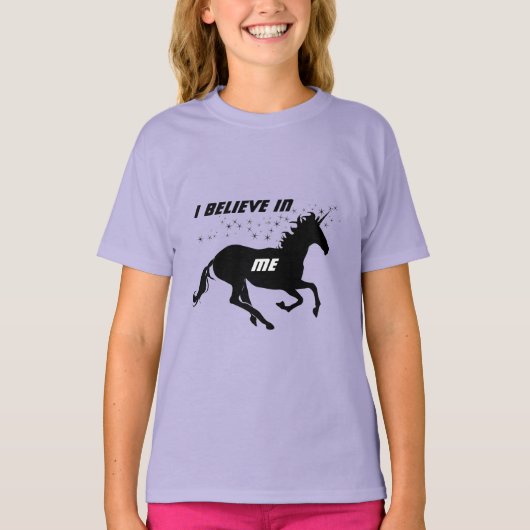 Magische Leuke Eenhoorn Ik Geloof In Mij, Zwart Pa T-shirt (Voorkant)