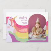 Magische levendige regenboog eenhoorn verjaardag f kaart (Voorkant)