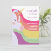 Magische levendige regenboog eenhoorn verjaardag f kaart (Staand voorkant)