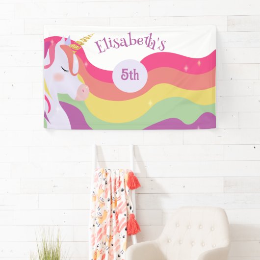 Magische Levendige Regenboog Eenhoorn Verjaardag Spandoek (Insitu)