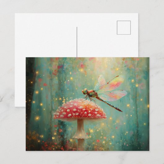 Magische libel op een paddenstoel briefkaart (Voorkant / Achterkant)