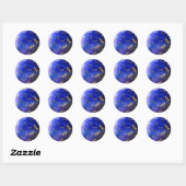 Magische libellen op blauw, ronde sticker (Vel)