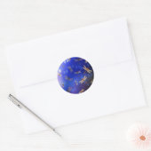 Magische libellen op blauw, ronde sticker (Envelop)