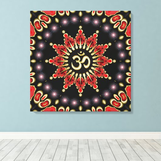 Magische lichte Aum Star New age omhulde doek Canvas Afdruk (Insitu (Houten vloer))