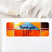 Magische lichtstroom uit de ramen van de kerk etiket (Insitu)