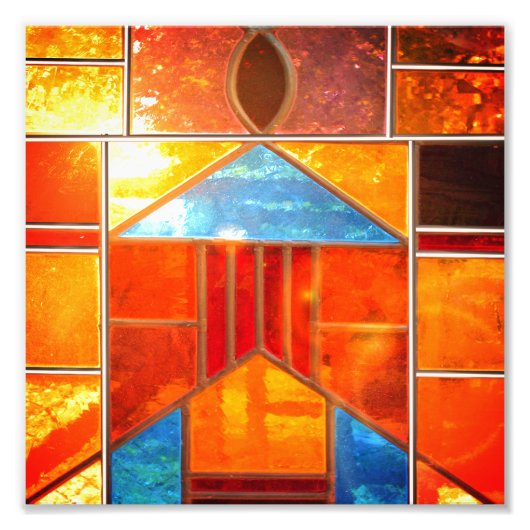 Magische lichtstroom uit de ramen van de kerk foto afdruk (Voorkant)