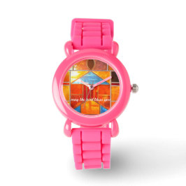 Magische lichtstroom uit de ramen van de kerk horloge