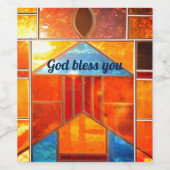 Magische lichtstroom uit de ramen van de kerk wijn etiket (Enkel label)