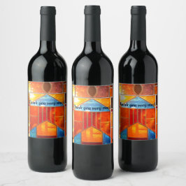 Magische lichtstroom uit de ramen van de kerk wijn etiket