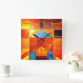 Magische lichtstroom uit de ramen vierkante klok (Huis)