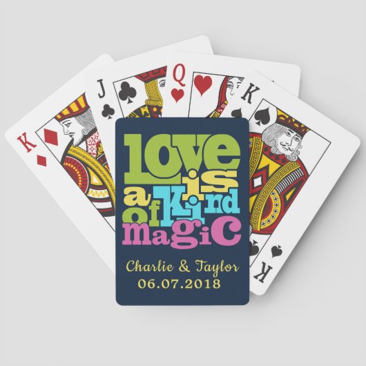 Magische liefde aangepaste namen & datum speelkaar pokerkaarten (Achterkant)