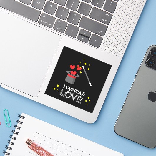 Magische liefde - Wit Sticker (Laptop met iPhone)